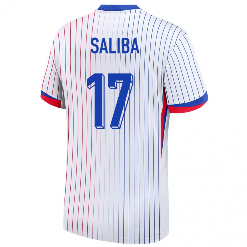 Herren Fußball Frankreich William Saliba #17 Weiß Auswärtstrikot Trikot 24-26 T-Shirt Luxemburg