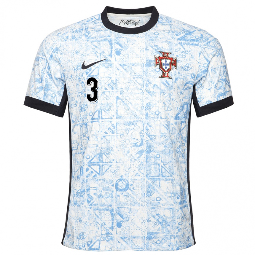 Herren Fußball Portugal Alicia Correia #3 Cremeblau Auswärtstrikot Trikot 24-26 T-Shirt Luxemburg