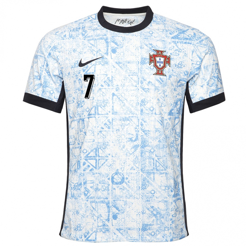 Herren Fußball Portugal Vanessa Marques #7 Cremeblau Auswärtstrikot Trikot 24-26 T-Shirt Luxemburg