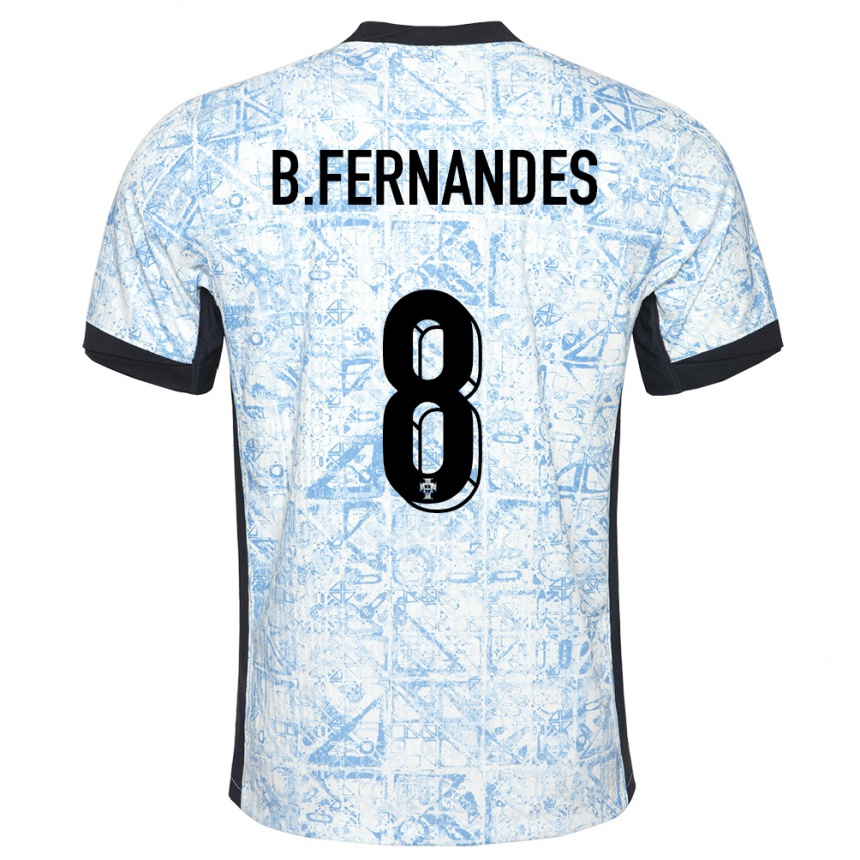 Herren Fußball Portugal Bruno Fernandes #8 Cremeblau Auswärtstrikot Trikot 24-26 T-Shirt Luxemburg