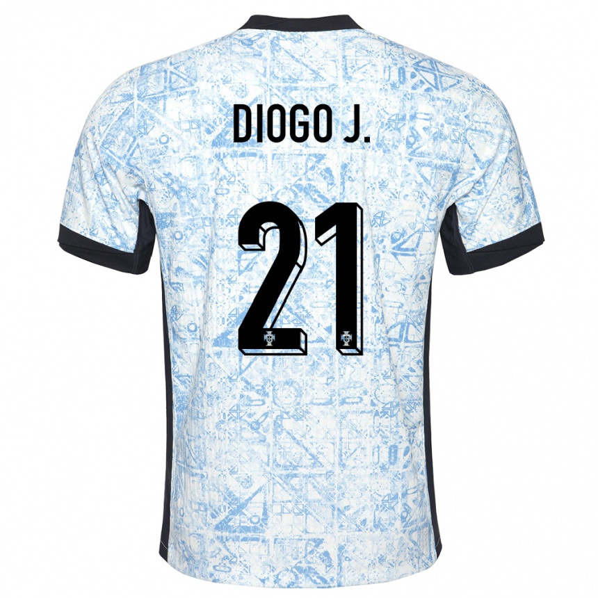 Herren Fußball Portugal Diogo Jota #21 Cremeblau Auswärtstrikot Trikot 24-26 T-Shirt Luxemburg