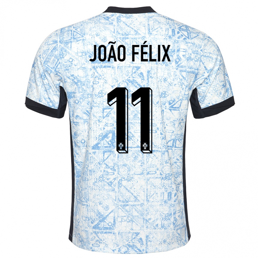 Herren Fußball Portugal Joao Felix #11 Cremeblau Auswärtstrikot Trikot 24-26 T-Shirt Luxemburg