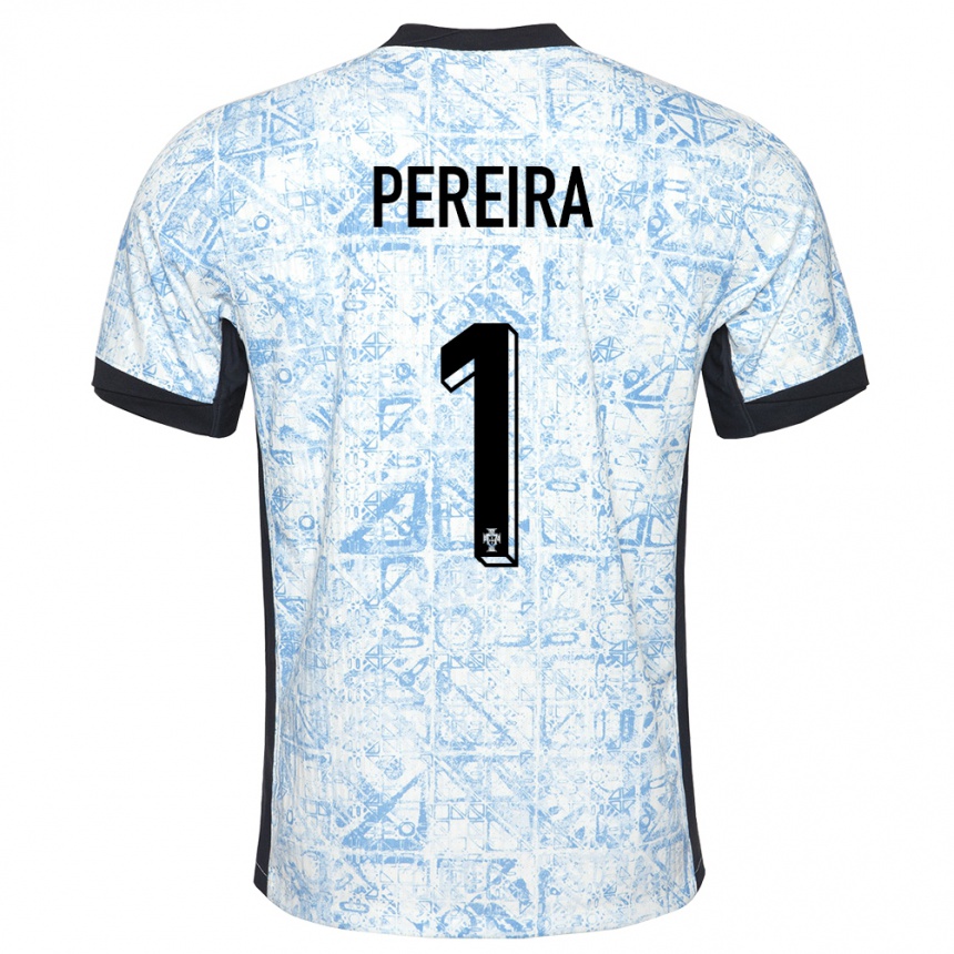 Herren Fußball Portugal Ines Pereira #1 Cremeblau Auswärtstrikot Trikot 24-26 T-Shirt Luxemburg