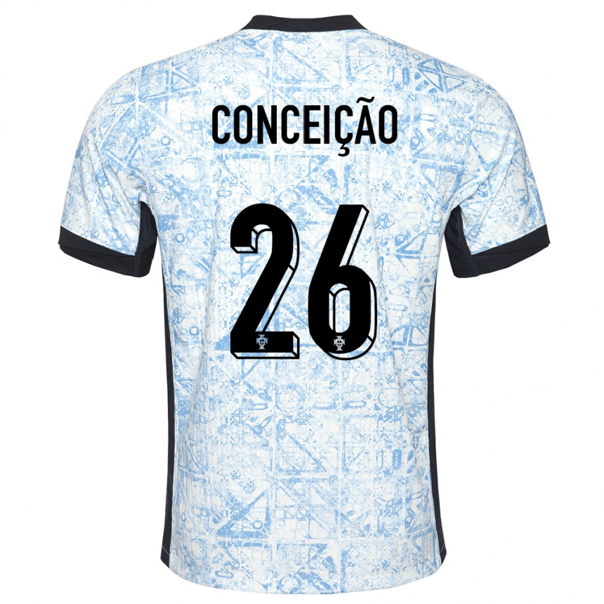 Herren Fußball Portugal Francisco Conceicao #26 Cremeblau Auswärtstrikot Trikot 24-26 T-Shirt Luxemburg