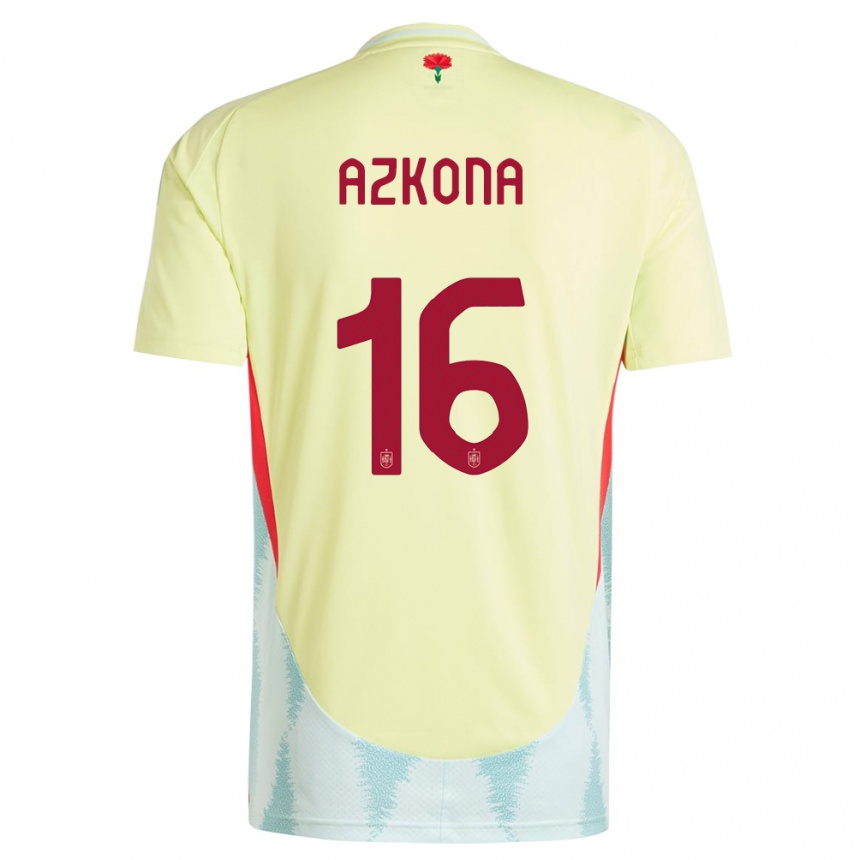 Herren Fußball Spanien Ane Azkona #16 Gelb Auswärtstrikot Trikot 24-26 T-Shirt Luxemburg