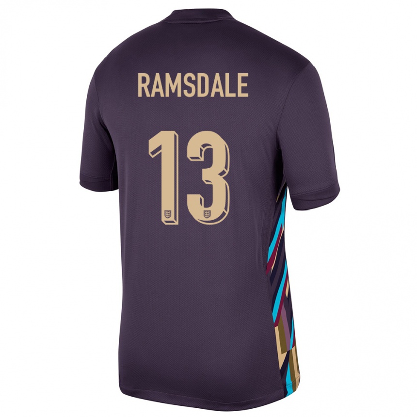 Herren Fußball England Aaron Ramsdale #13 Dunkle Rosine Auswärtstrikot Trikot 24-26 T-Shirt Luxemburg