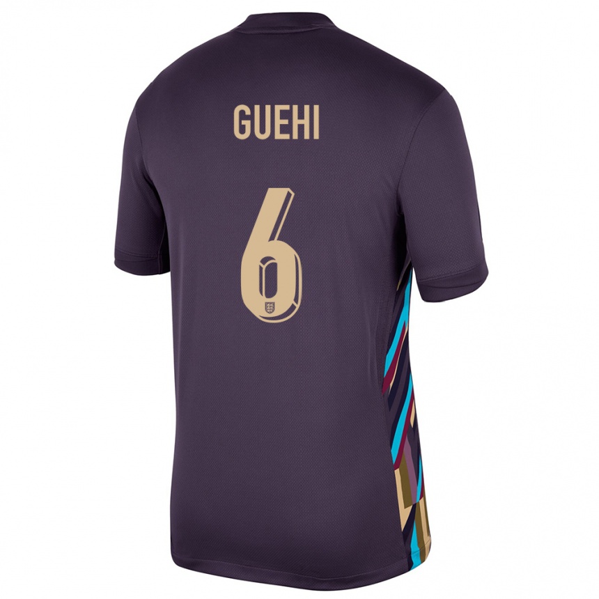 Herren Fußball England Marc Guehi #6 Dunkle Rosine Auswärtstrikot Trikot 24-26 T-Shirt Luxemburg