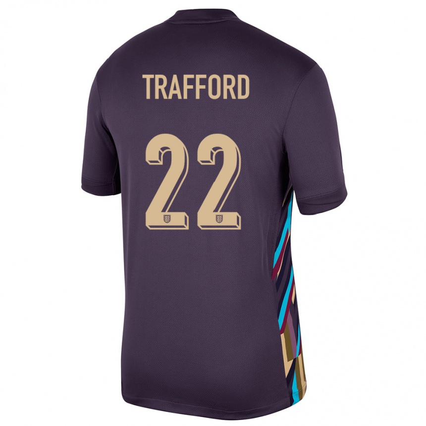 Herren Fußball England James Trafford #22 Dunkle Rosine Auswärtstrikot Trikot 24-26 T-Shirt Luxemburg