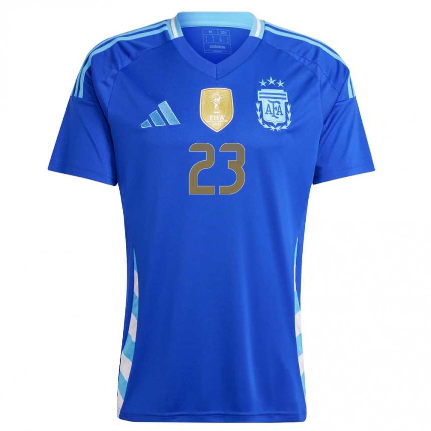 Herren Fußball Argentinien Emiliano Martinez #23 Blau Auswärtstrikot Trikot 24-26 T-Shirt Luxemburg