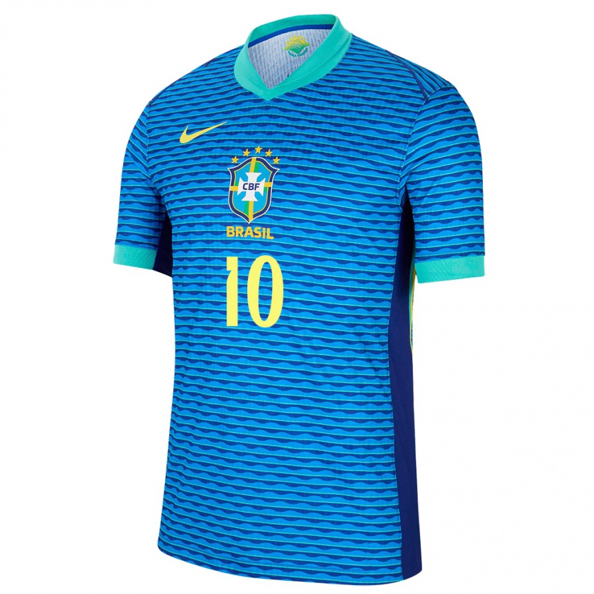 Herren Fußball Brasilien Neymar #10 Blau Auswärtstrikot Trikot 24-26 T-Shirt Luxemburg