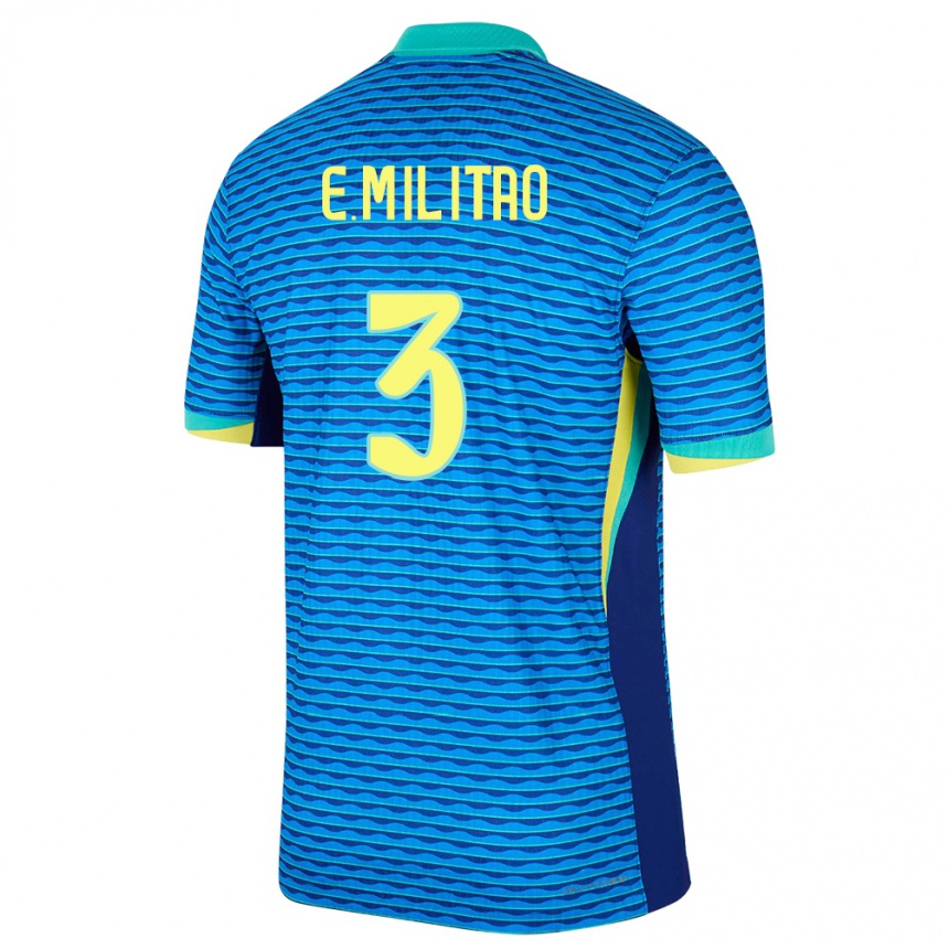 Herren Fußball Brasilien Eder Militao #3 Blau Auswärtstrikot Trikot 24-26 T-Shirt Luxemburg