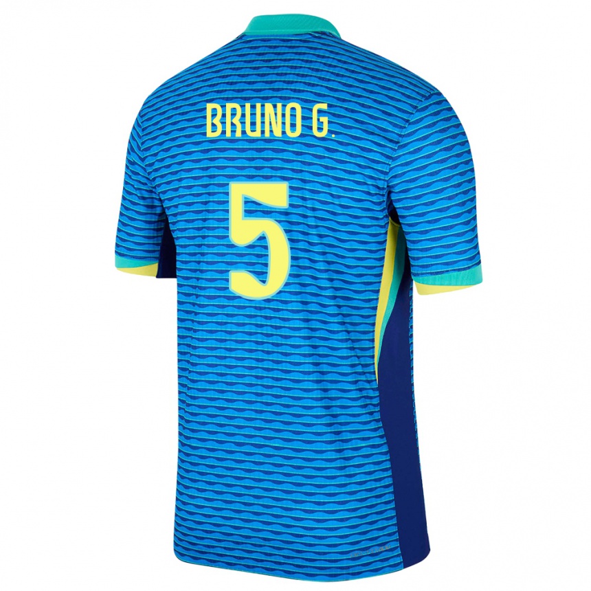 Herren Fußball Brasilien Bruno Guimaraes #5 Blau Auswärtstrikot Trikot 24-26 T-Shirt Luxemburg