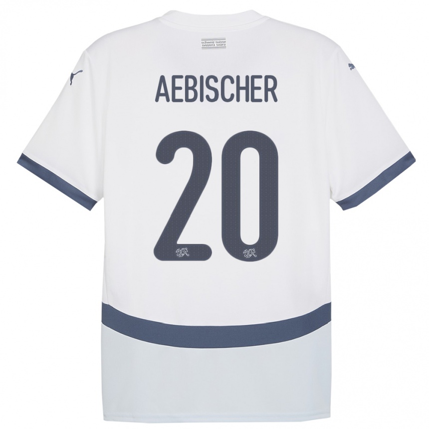 Herren Fußball Schweiz Michel Aebischer #20 Weiß Auswärtstrikot Trikot 24-26 T-Shirt Luxemburg