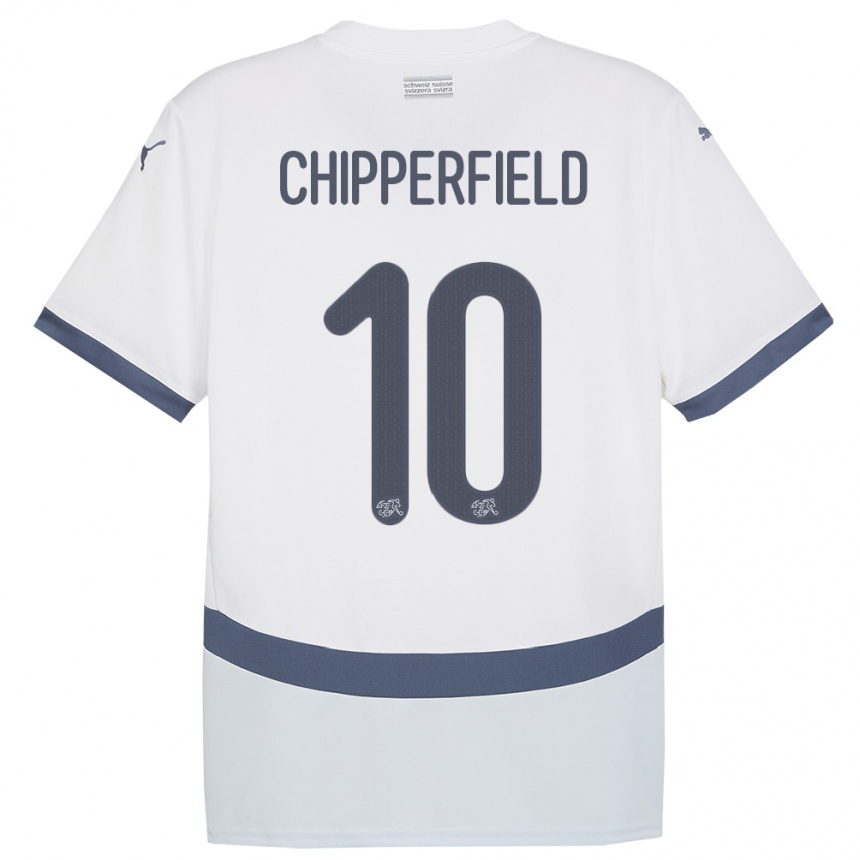 Herren Fußball Schweiz Liam Chipperfield #10 Weiß Auswärtstrikot Trikot 24-26 T-Shirt Luxemburg