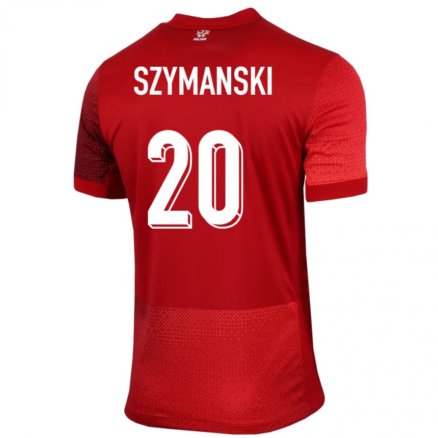 Herren Fußball Polen Sebastian Szymanski #20 Rot Auswärtstrikot Trikot 24-26 T-Shirt Luxemburg