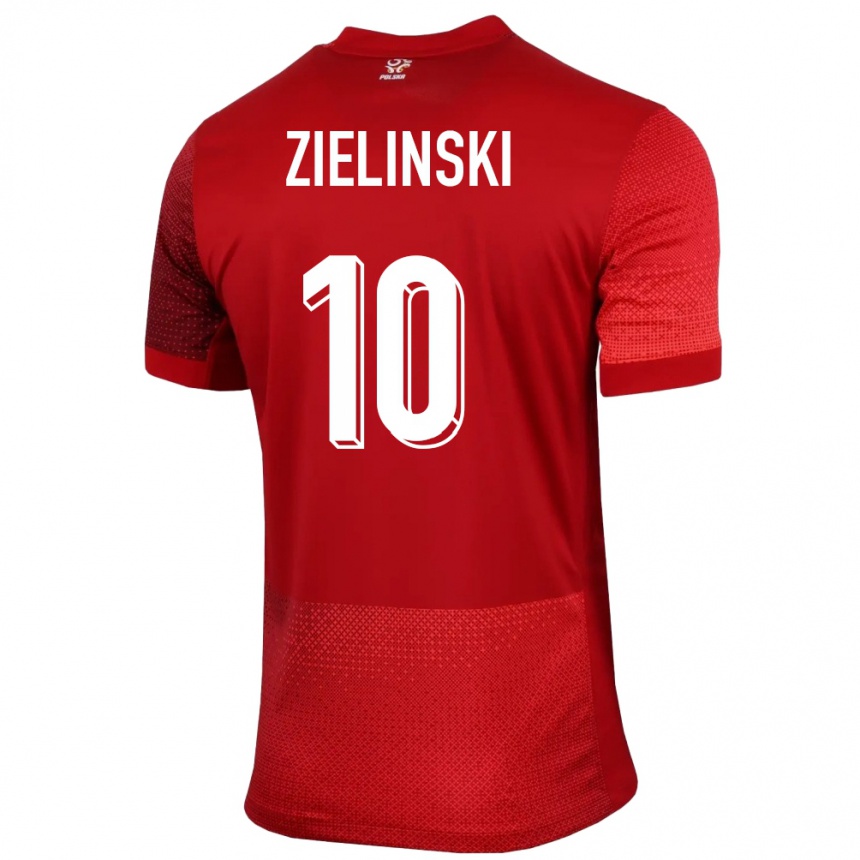 Herren Fußball Polen Piotr Zielinski #10 Rot Auswärtstrikot Trikot 24-26 T-Shirt Luxemburg