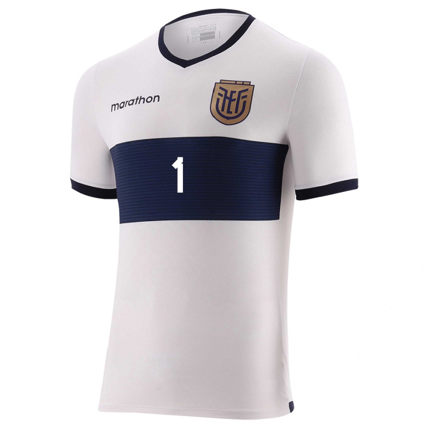 Herren Fußball Ecuador Hernan Galindez #1 Weiß Auswärtstrikot Trikot 24-26 T-Shirt Luxemburg