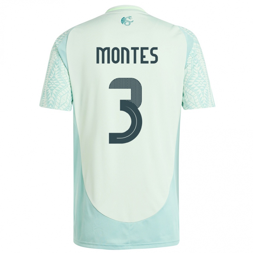 Herren Fußball Mexiko Cesar Montes #3 Leinengrün Auswärtstrikot Trikot 24-26 T-Shirt Luxemburg