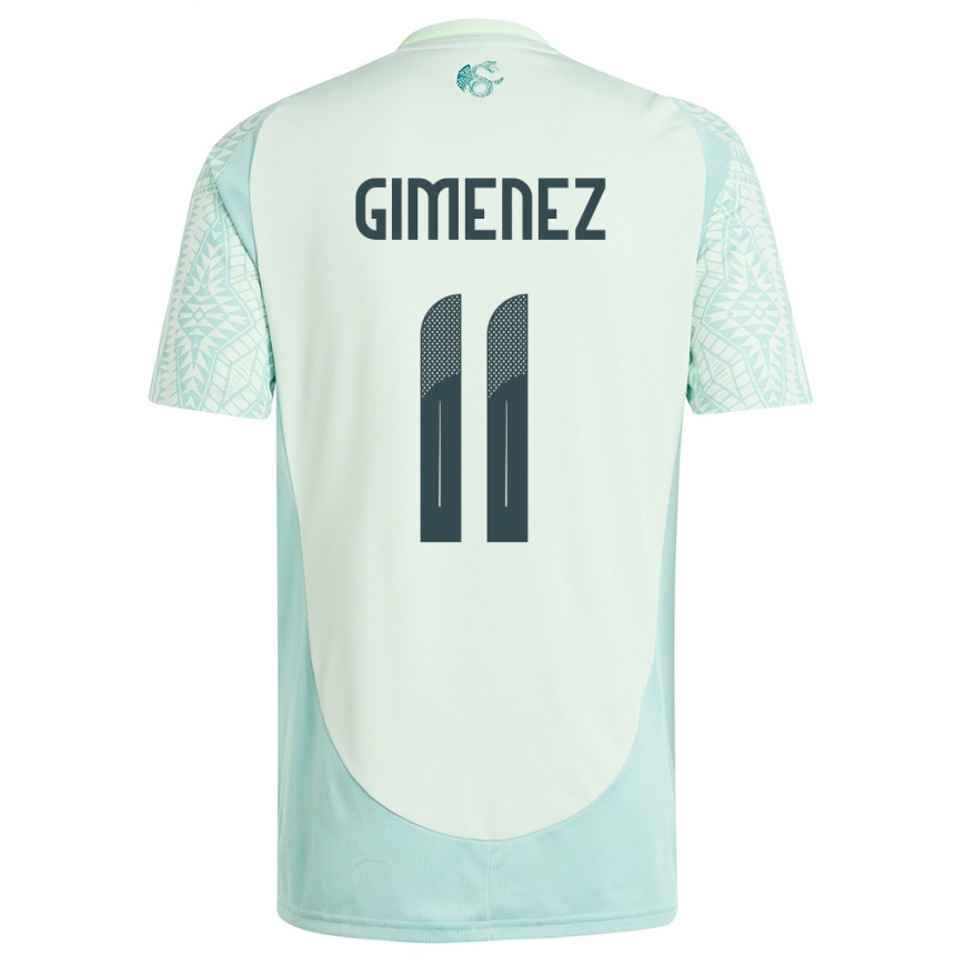 Herren Fußball Mexiko Santiago Gimenez #11 Leinengrün Auswärtstrikot Trikot 24-26 T-Shirt Luxemburg