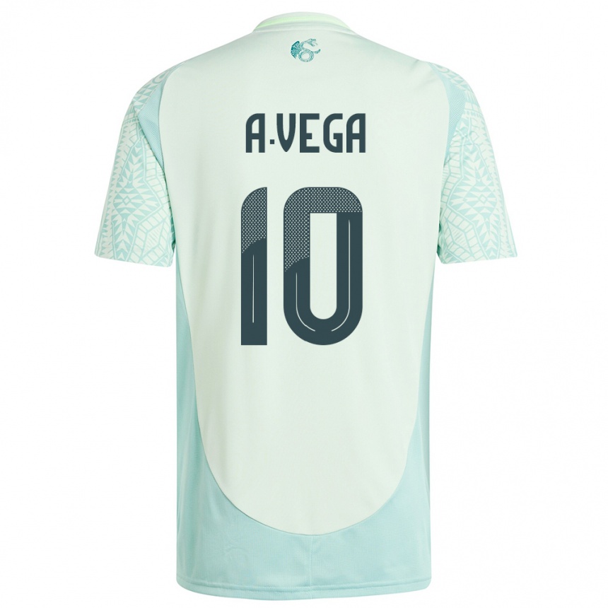 Herren Fußball Mexiko Alexis Vega #10 Leinengrün Auswärtstrikot Trikot 24-26 T-Shirt Luxemburg