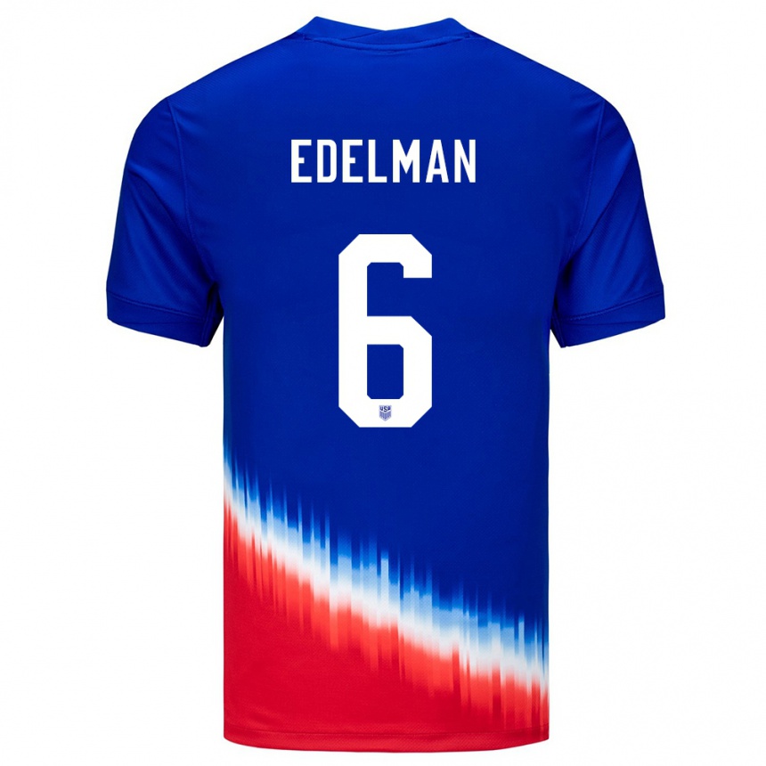 Herren Fußball Vereinigte Staaten Daniel Edelman #6 Blau Auswärtstrikot Trikot 24-26 T-Shirt Luxemburg