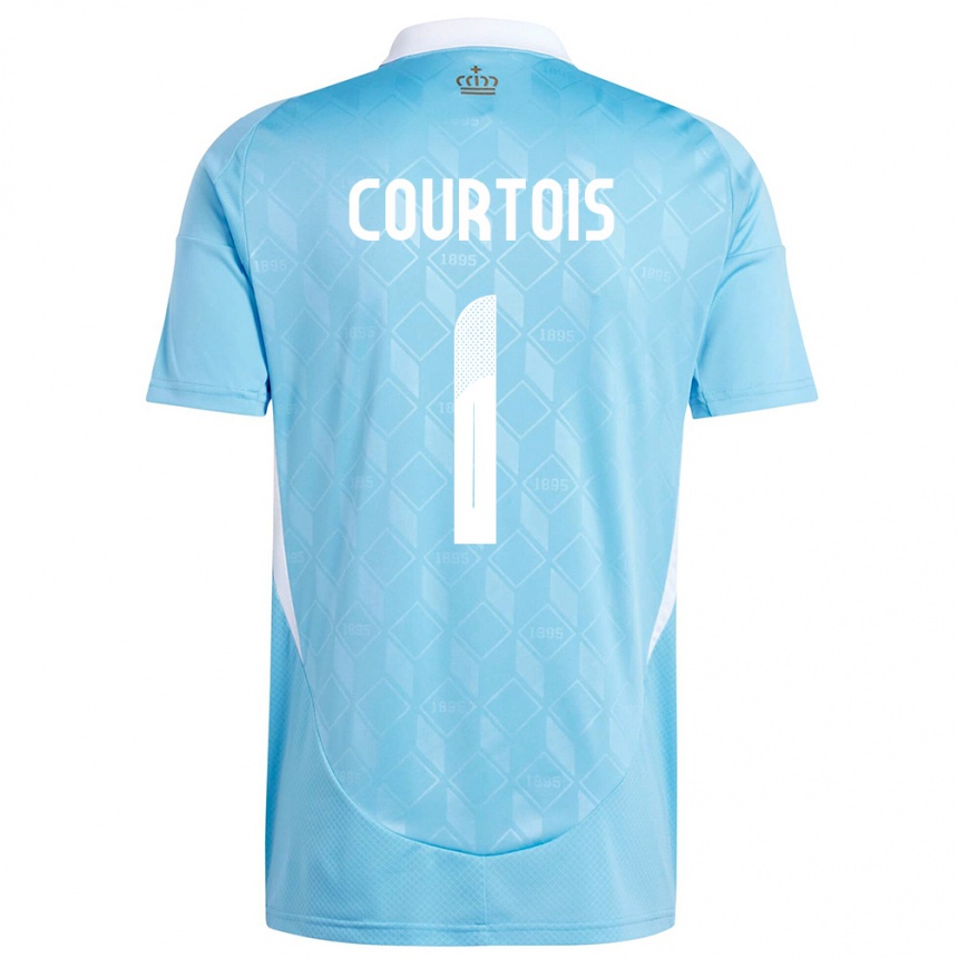 Herren Fußball Belgien Thibaut Courtois #1 Blau Auswärtstrikot Trikot 24-26 T-Shirt Luxemburg