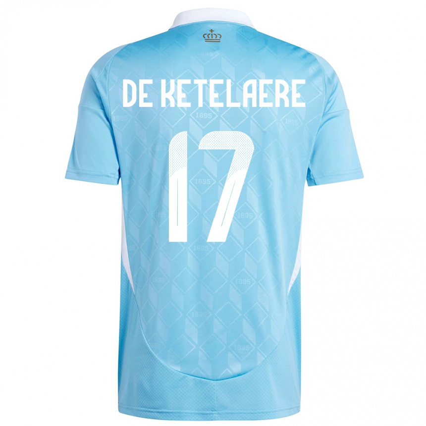 Herren Fußball Belgien Charles De Ketelaere #17 Blau Auswärtstrikot Trikot 24-26 T-Shirt Luxemburg