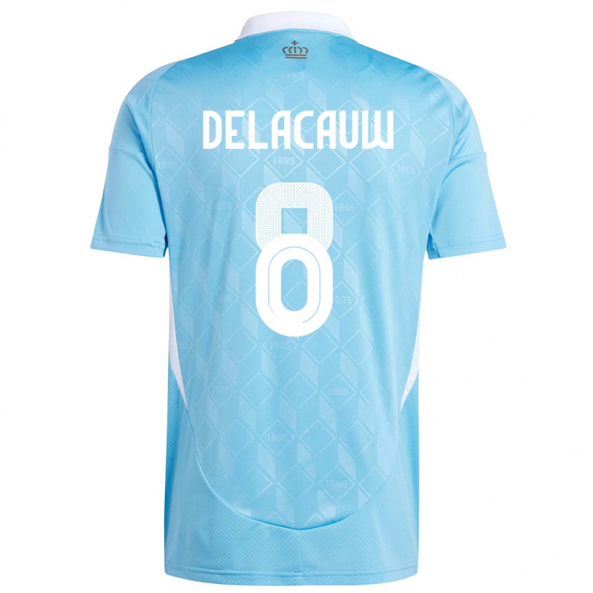 Herren Fußball Belgien Feli Delacauw #8 Blau Auswärtstrikot Trikot 24-26 T-Shirt Luxemburg