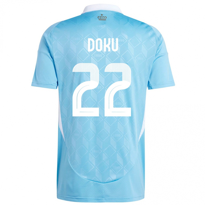 Herren Fußball Belgien Jeremy Doku #22 Blau Auswärtstrikot Trikot 24-26 T-Shirt Luxemburg