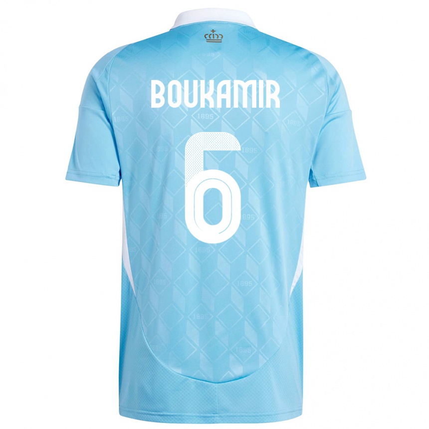Herren Fußball Belgien Mehdi Boukamir #6 Blau Auswärtstrikot Trikot 24-26 T-Shirt Luxemburg