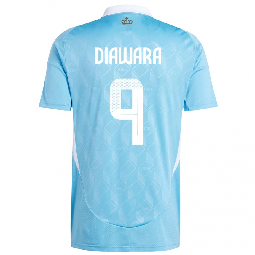 Herren Fußball Belgien Sekou Diawara #9 Blau Auswärtstrikot Trikot 24-26 T-Shirt Luxemburg