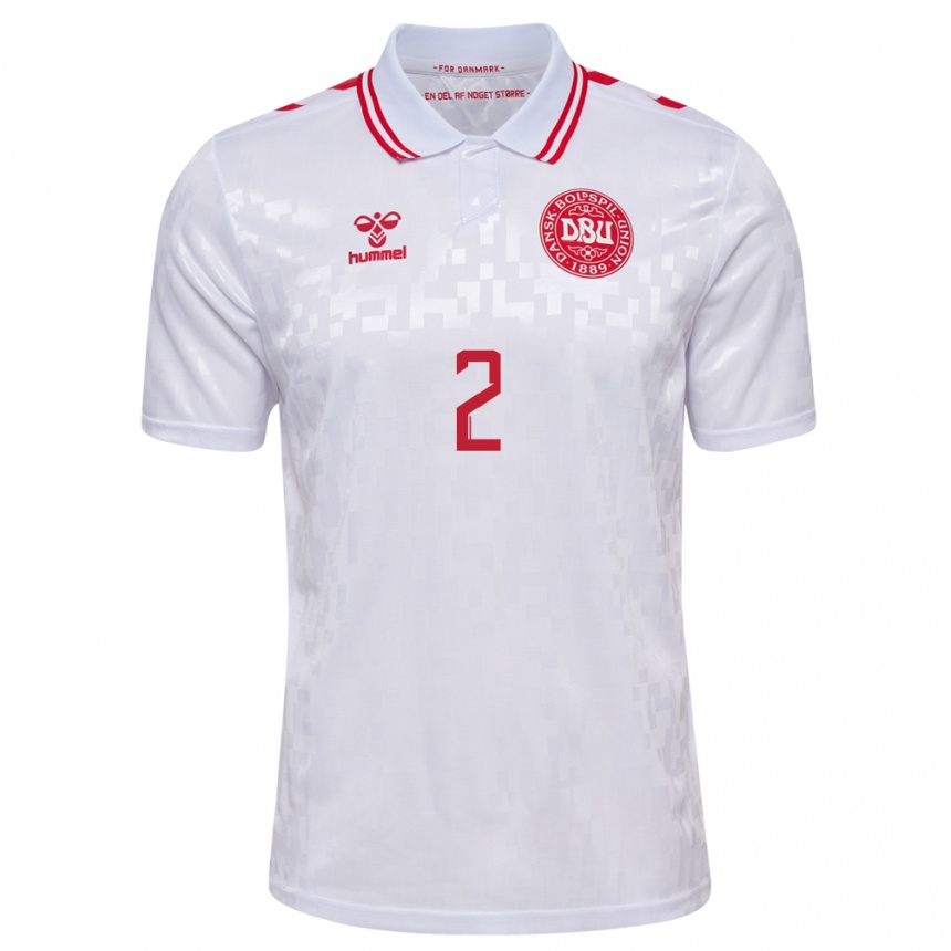 Herren Fußball Dänemark Joachim Andersen #2 Weiß Auswärtstrikot Trikot 24-26 T-Shirt Luxemburg
