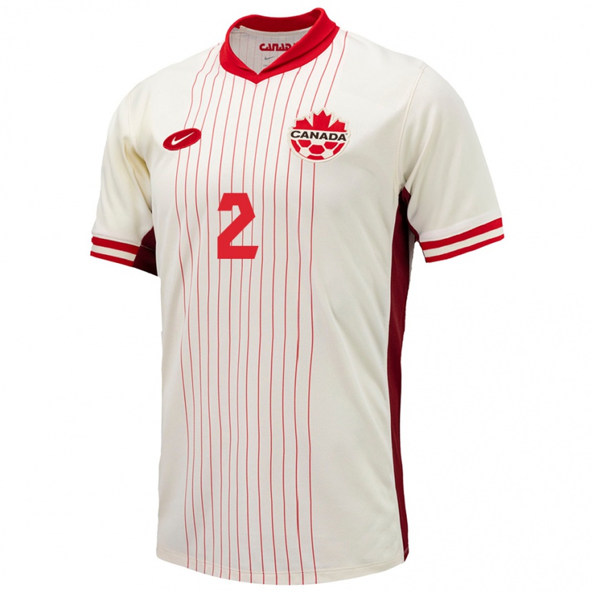 Herren Fußball Kanada Alistair Johnston #2 Weiß Auswärtstrikot Trikot 24-26 T-Shirt Luxemburg