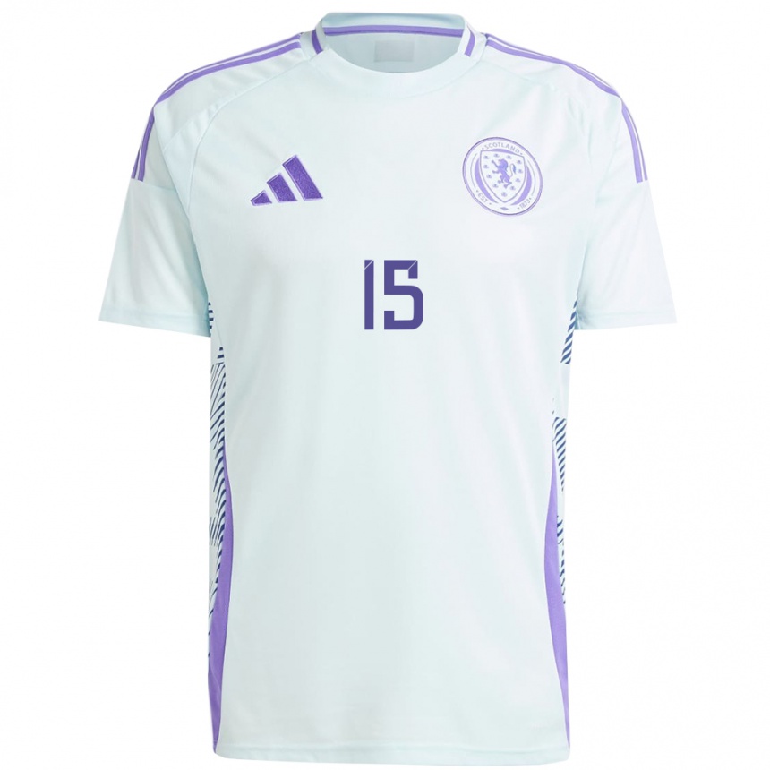 Herren Fußball Schottland Jenna Clark #15 Helles Mintblau Auswärtstrikot Trikot 24-26 T-Shirt Luxemburg