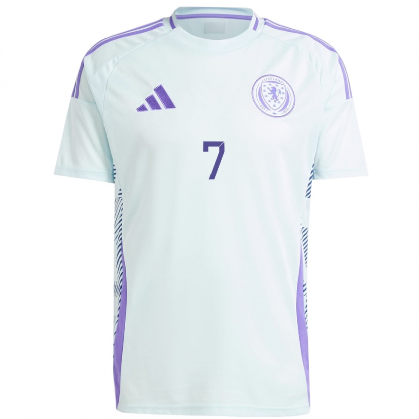 Herren Fußball Schottland Fiona Brown #7 Helles Mintblau Auswärtstrikot Trikot 24-26 T-Shirt Luxemburg