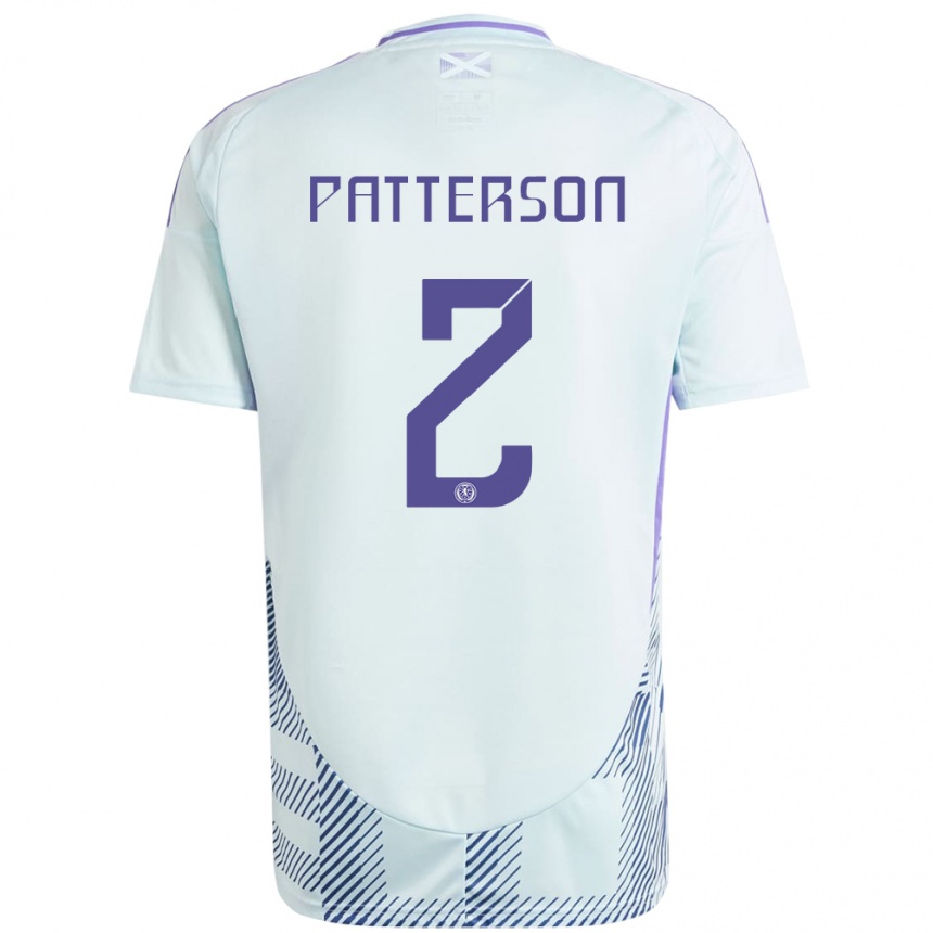 Herren Fußball Schottland Nathan Patterson #2 Helles Mintblau Auswärtstrikot Trikot 24-26 T-Shirt Luxemburg