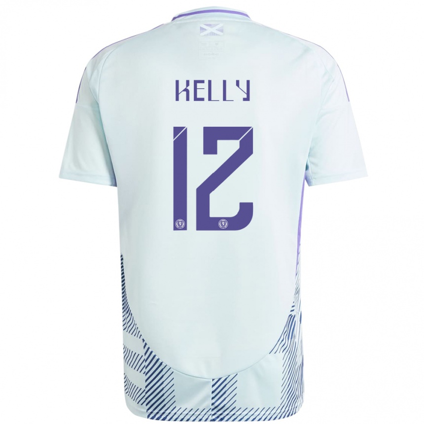 Herren Fußball Schottland Liam Kelly #12 Helles Mintblau Auswärtstrikot Trikot 24-26 T-Shirt Luxemburg