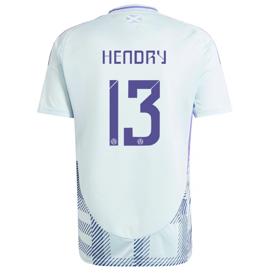 Herren Fußball Schottland Jack Hendry #13 Helles Mintblau Auswärtstrikot Trikot 24-26 T-Shirt Luxemburg