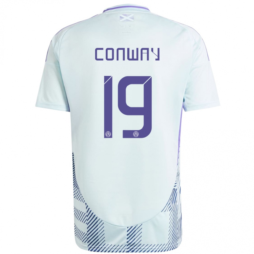 Herren Fußball Schottland Tommy Conway #19 Helles Mintblau Auswärtstrikot Trikot 24-26 T-Shirt Luxemburg
