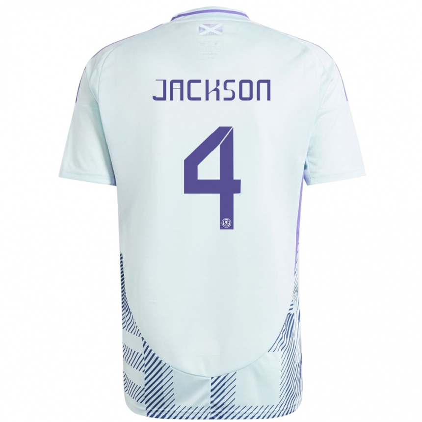 Herren Fußball Schottland Louis Jackson #4 Helles Mintblau Auswärtstrikot Trikot 24-26 T-Shirt Luxemburg