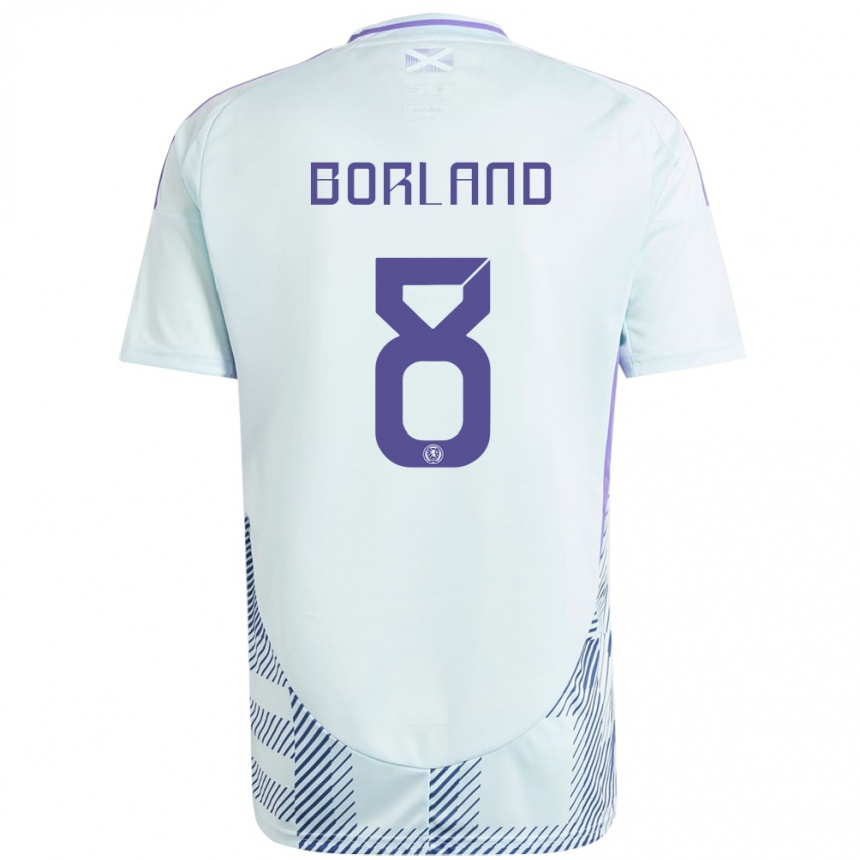 Herren Fußball Schottland Aidan Borland #8 Helles Mintblau Auswärtstrikot Trikot 24-26 T-Shirt Luxemburg