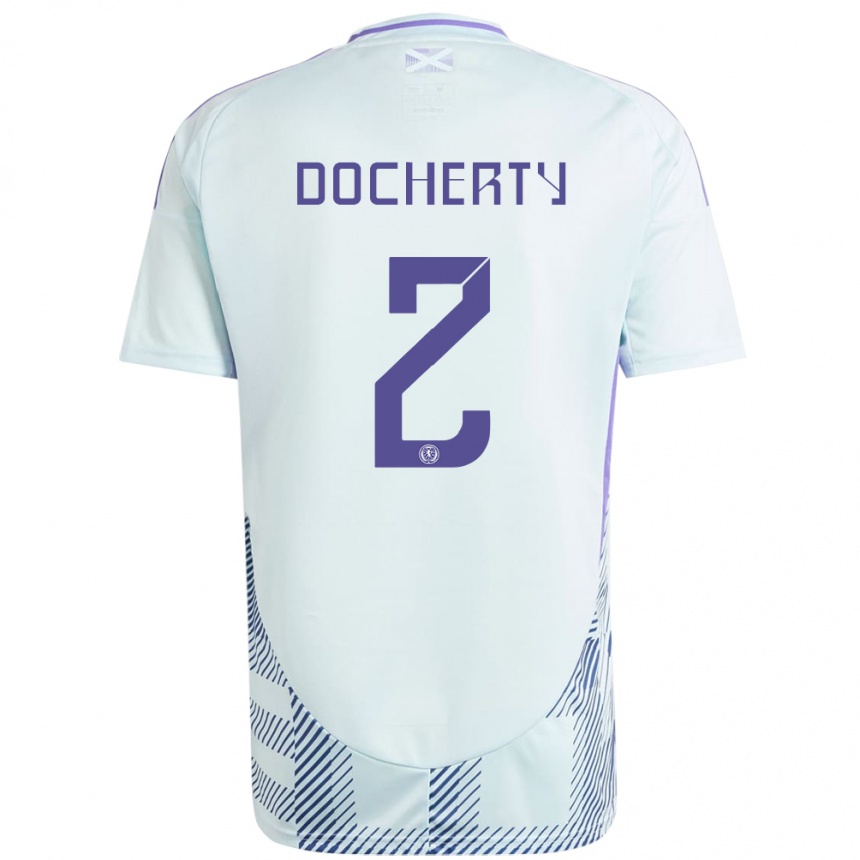 Herren Fußball Schottland Nicola Docherty #2 Helles Mintblau Auswärtstrikot Trikot 24-26 T-Shirt Luxemburg