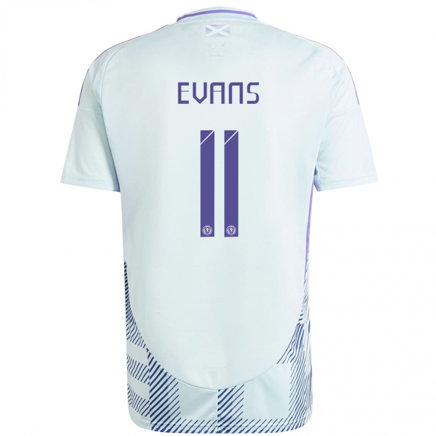 Herren Fußball Schottland Lisa Evans #11 Helles Mintblau Auswärtstrikot Trikot 24-26 T-Shirt Luxemburg