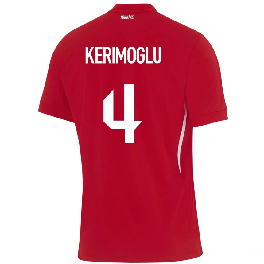 Herren Fußball Türkei Zeynap Kerimoğlu #4 Rot Auswärtstrikot Trikot 24-26 T-Shirt Luxemburg