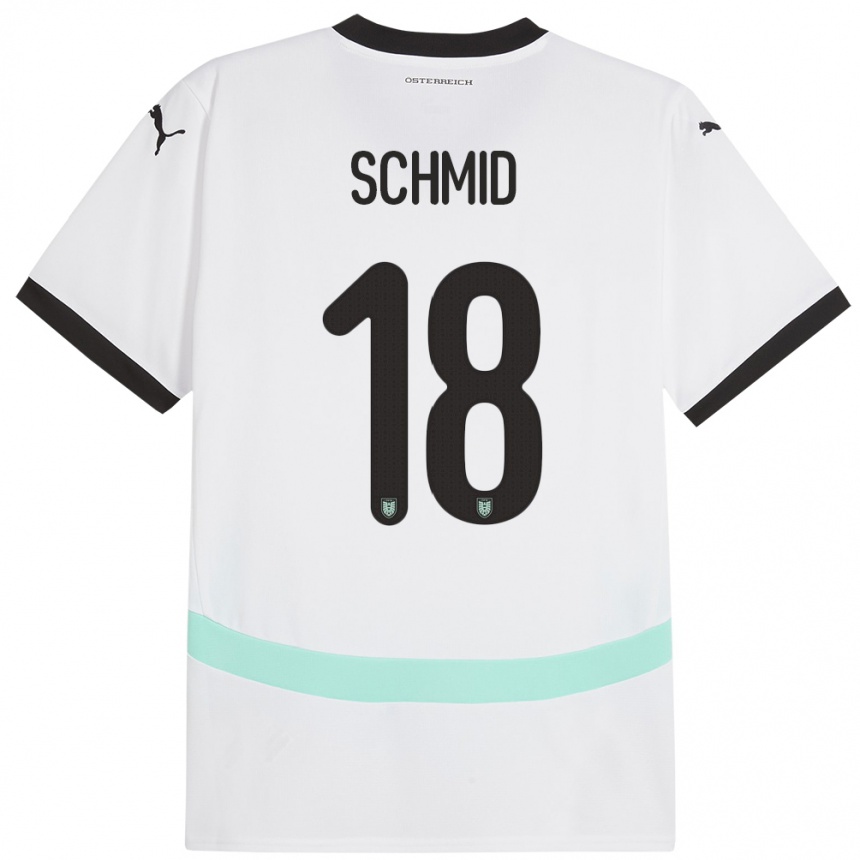 Herren Fußball Österreich Romano Schmid #18 Weiß Auswärtstrikot Trikot 24-26 T-Shirt Luxemburg