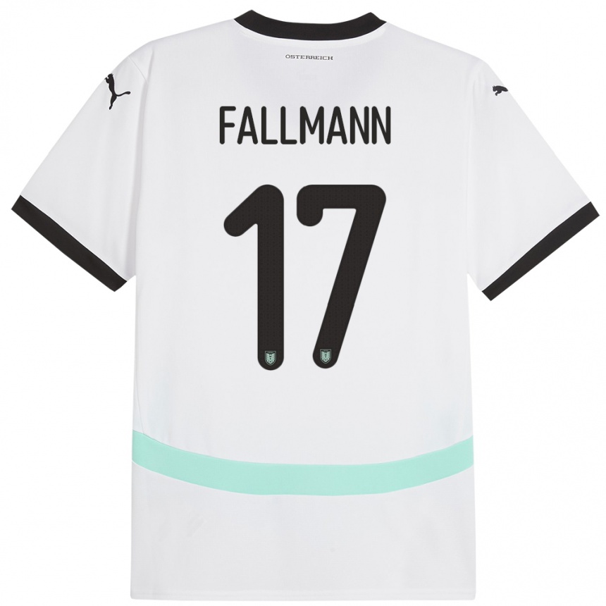 Herren Fußball Österreich Pascal Fallmann #17 Weiß Auswärtstrikot Trikot 24-26 T-Shirt Luxemburg