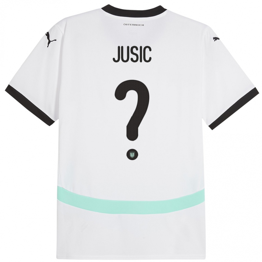 Herren Fußball Österreich Kenan Jusic #0 Weiß Auswärtstrikot Trikot 24-26 T-Shirt Luxemburg