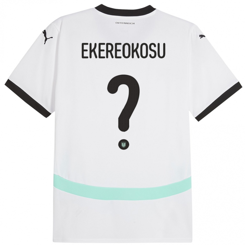 Herren Fußball Österreich Tare Ekereokosu #0 Weiß Auswärtstrikot Trikot 24-26 T-Shirt Luxemburg