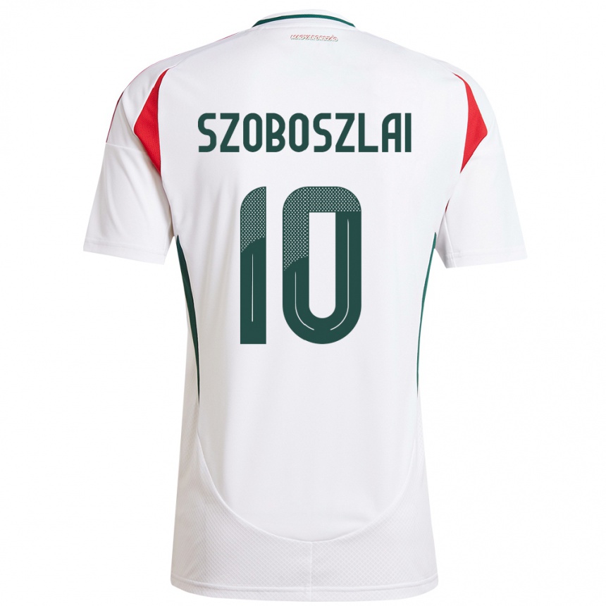 Herren Fußball Ungarn Dominik Szoboszlai #10 Weiß Auswärtstrikot Trikot 24-26 T-Shirt Luxemburg