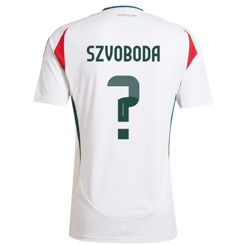 Herren Fußball Ungarn Dániel Szvoboda #0 Weiß Auswärtstrikot Trikot 24-26 T-Shirt Luxemburg